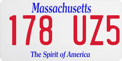 MA license plate 178UZ5
