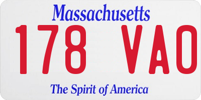MA license plate 178VA0