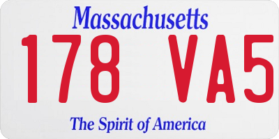 MA license plate 178VA5