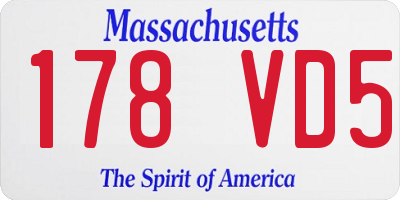 MA license plate 178VD5