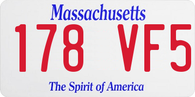 MA license plate 178VF5