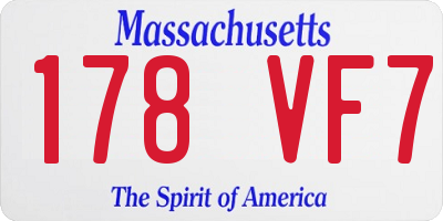 MA license plate 178VF7