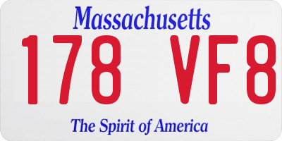 MA license plate 178VF8