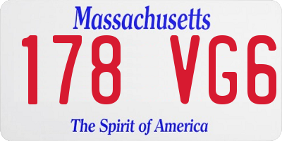 MA license plate 178VG6