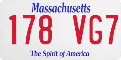 MA license plate 178VG7