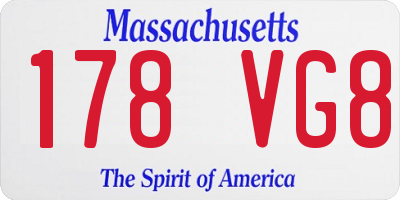 MA license plate 178VG8