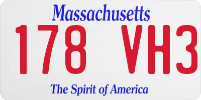 MA license plate 178VH3