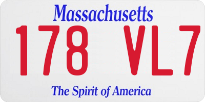 MA license plate 178VL7