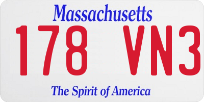 MA license plate 178VN3