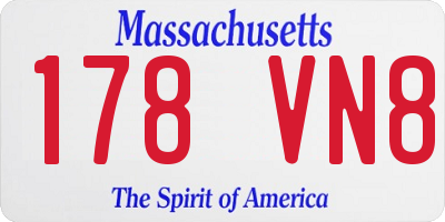MA license plate 178VN8