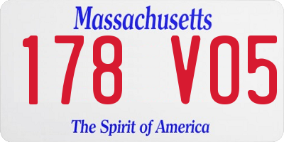 MA license plate 178VO5