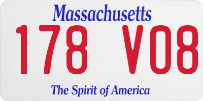 MA license plate 178VO8