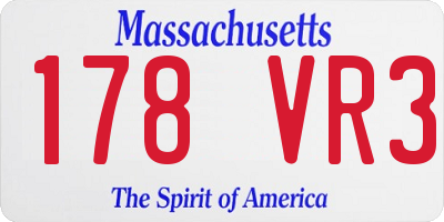 MA license plate 178VR3