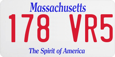 MA license plate 178VR5