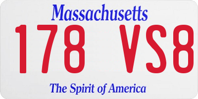 MA license plate 178VS8