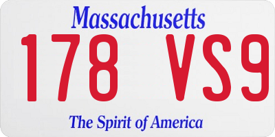 MA license plate 178VS9