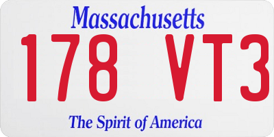 MA license plate 178VT3