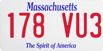 MA license plate 178VU3
