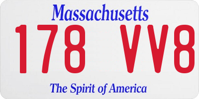 MA license plate 178VV8