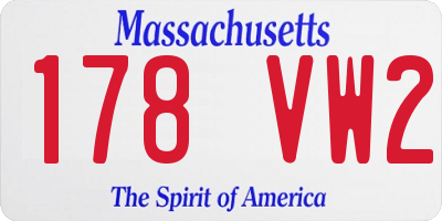 MA license plate 178VW2