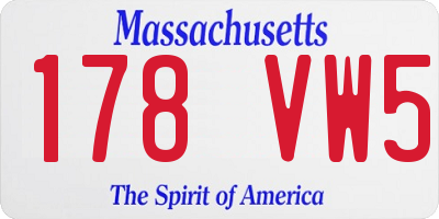 MA license plate 178VW5