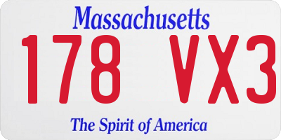 MA license plate 178VX3