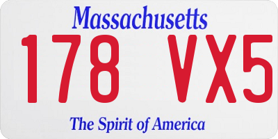 MA license plate 178VX5