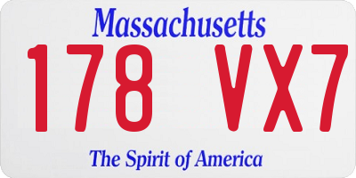 MA license plate 178VX7