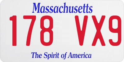MA license plate 178VX9