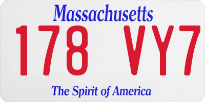MA license plate 178VY7