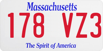 MA license plate 178VZ3