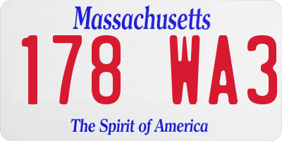 MA license plate 178WA3