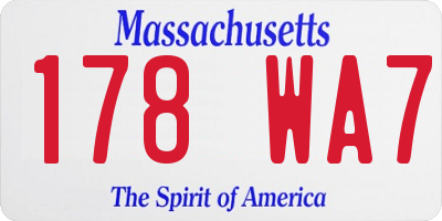 MA license plate 178WA7