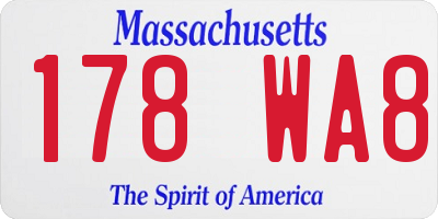 MA license plate 178WA8