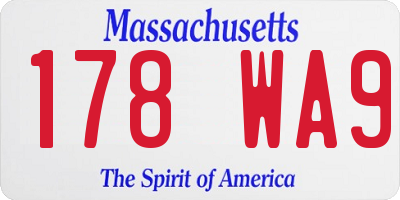 MA license plate 178WA9
