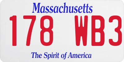 MA license plate 178WB3