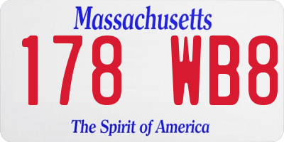 MA license plate 178WB8
