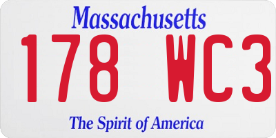 MA license plate 178WC3