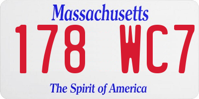 MA license plate 178WC7