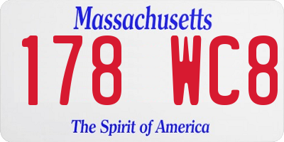 MA license plate 178WC8