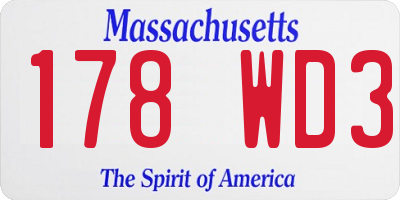 MA license plate 178WD3