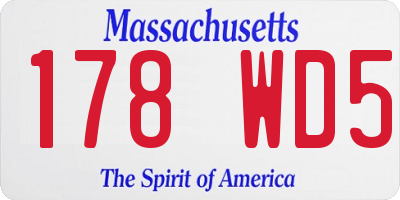 MA license plate 178WD5