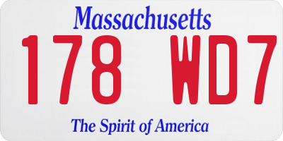 MA license plate 178WD7