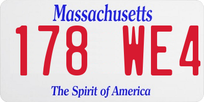 MA license plate 178WE4