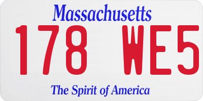 MA license plate 178WE5