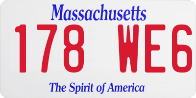 MA license plate 178WE6