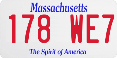 MA license plate 178WE7