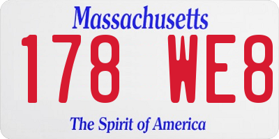 MA license plate 178WE8