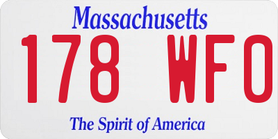 MA license plate 178WF0