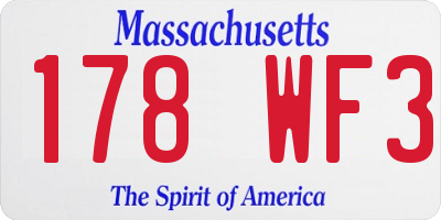 MA license plate 178WF3
